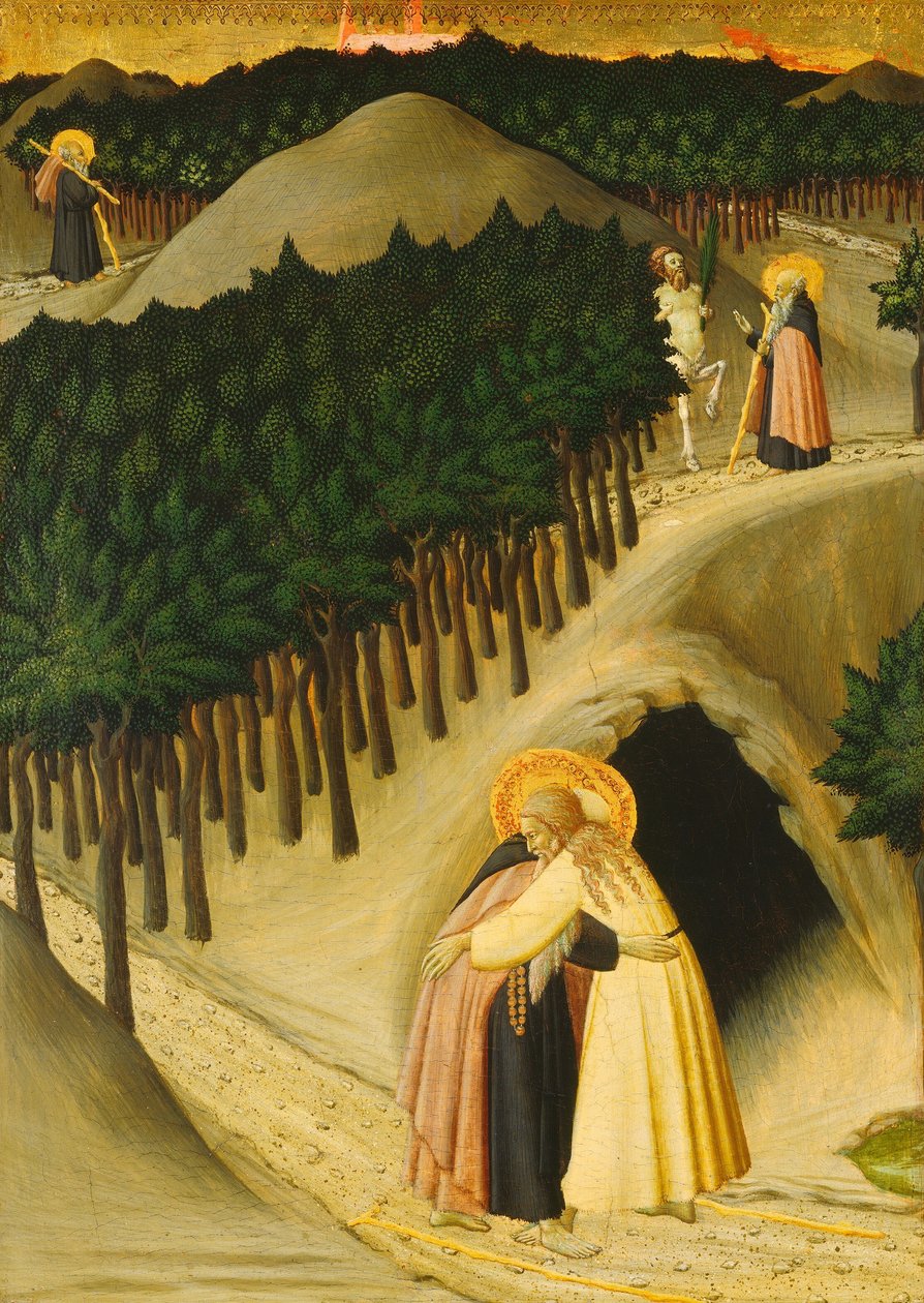 Setkání svatého Antonína a svatého Pavla, c. 14301435 od Sano di Pietro