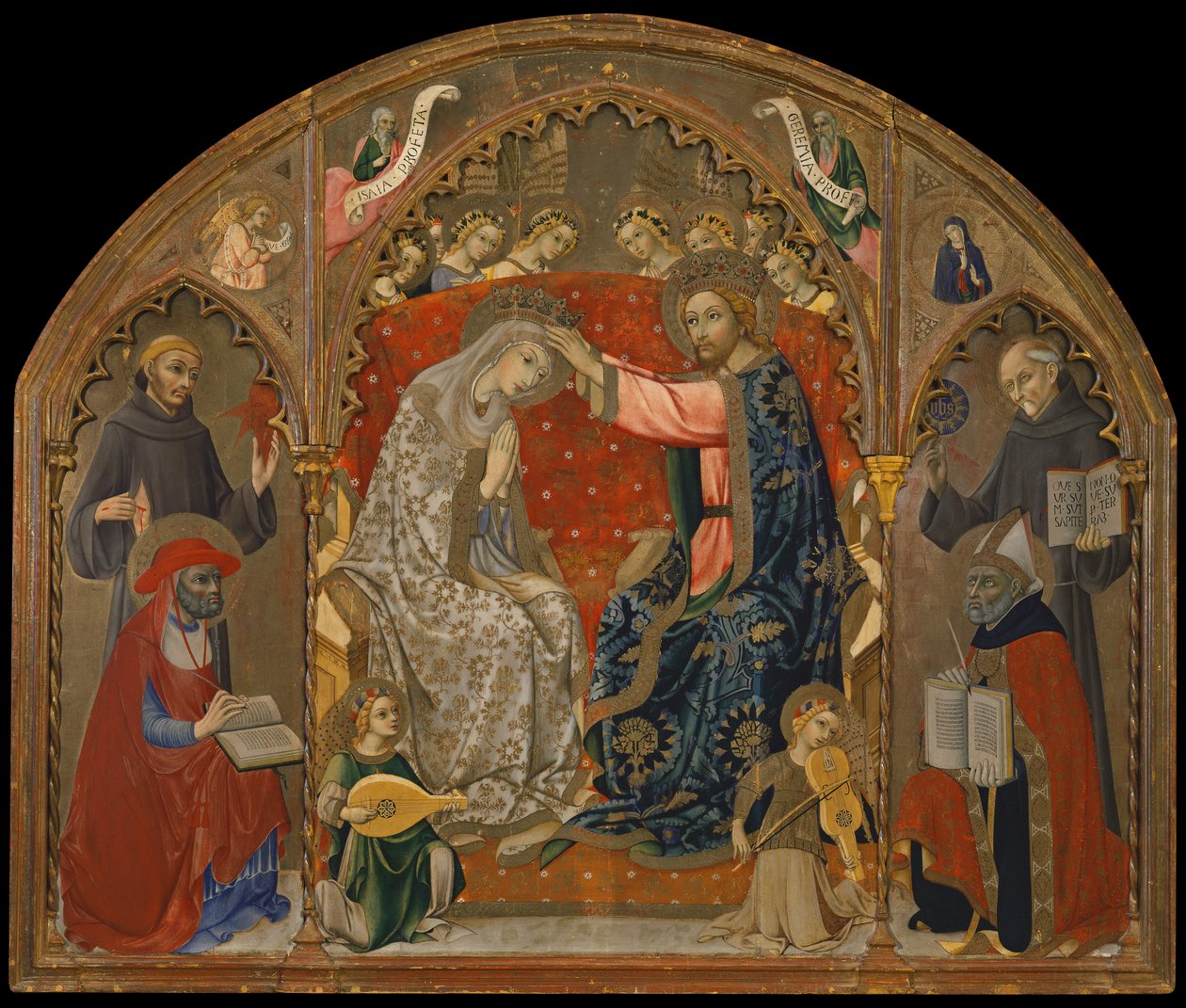 Korunovace Panny Marie se svatými (malba na dřevo) od Sano di also Ansano di Pietro di Mencio Pietro