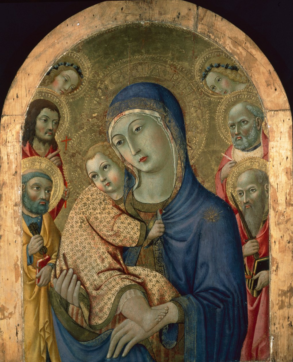 Madona s dítětem se svatými a anděly (tempera na panelu) od Sano di also Ansano di Pietro di Mencio Pietro