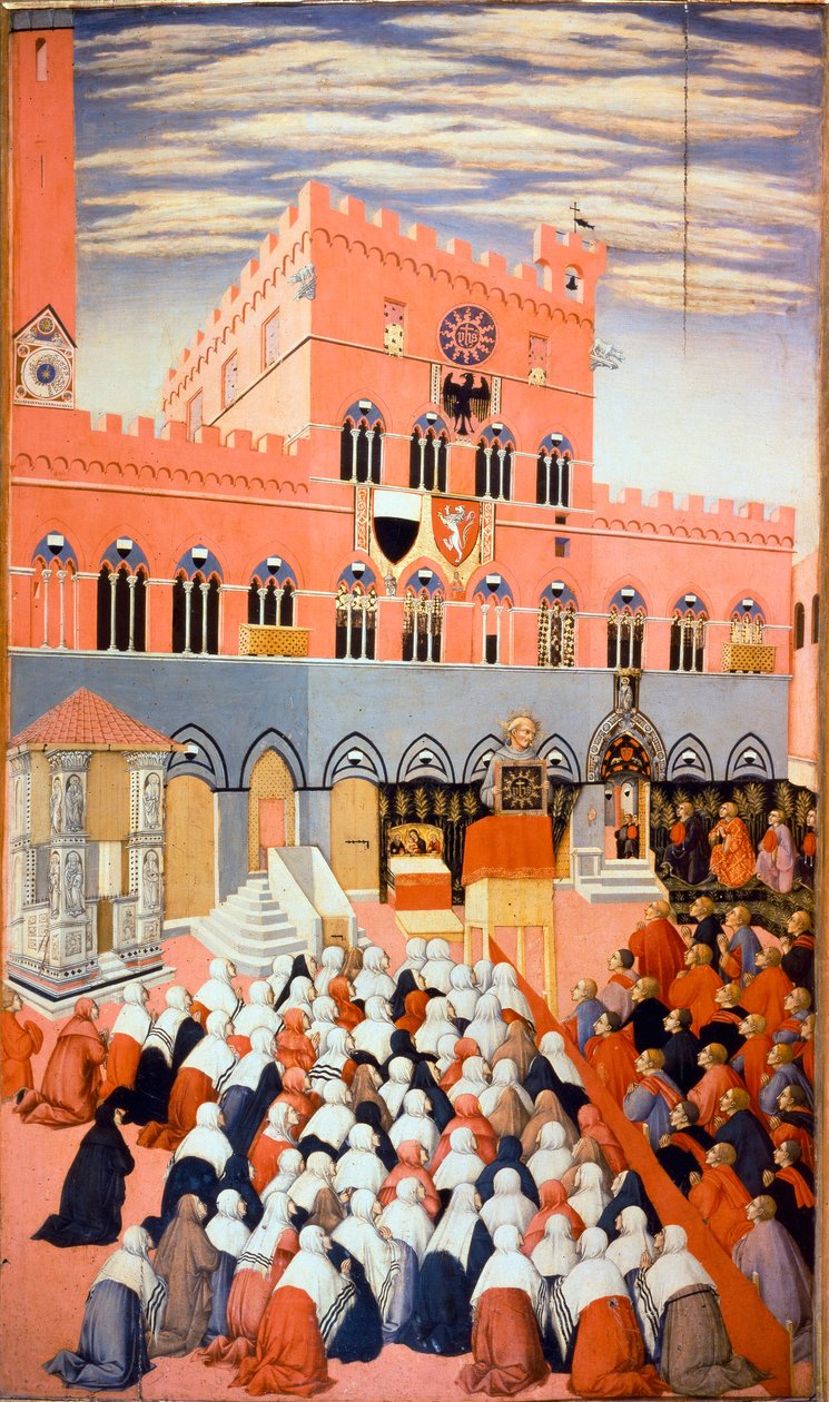 Predikace Bernardina ze Sieny (Bernardino da Siena nebo Bernardino degli Albizzeschi od Sano di also Ansano di Pietro di Mencio Pietro