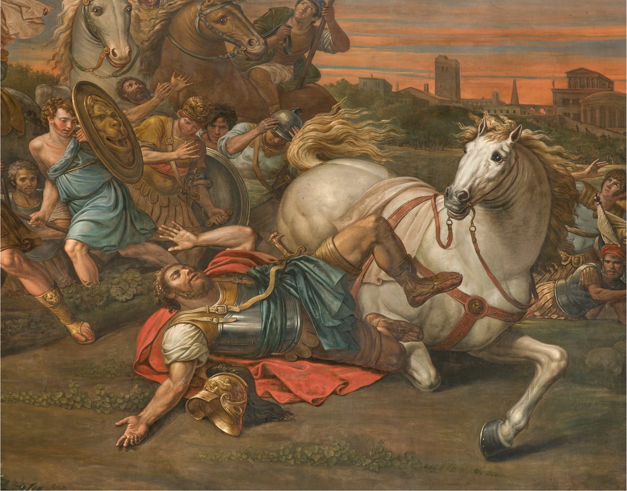 Stěna naproti severní fasádě transeptu, Sante Legnani, konverze Saula 1814, nízké detaily od Sante Legnani