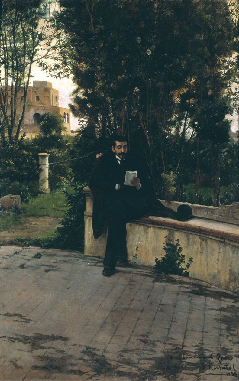 Pan Quer v zahradě od Santiago Rusiñol