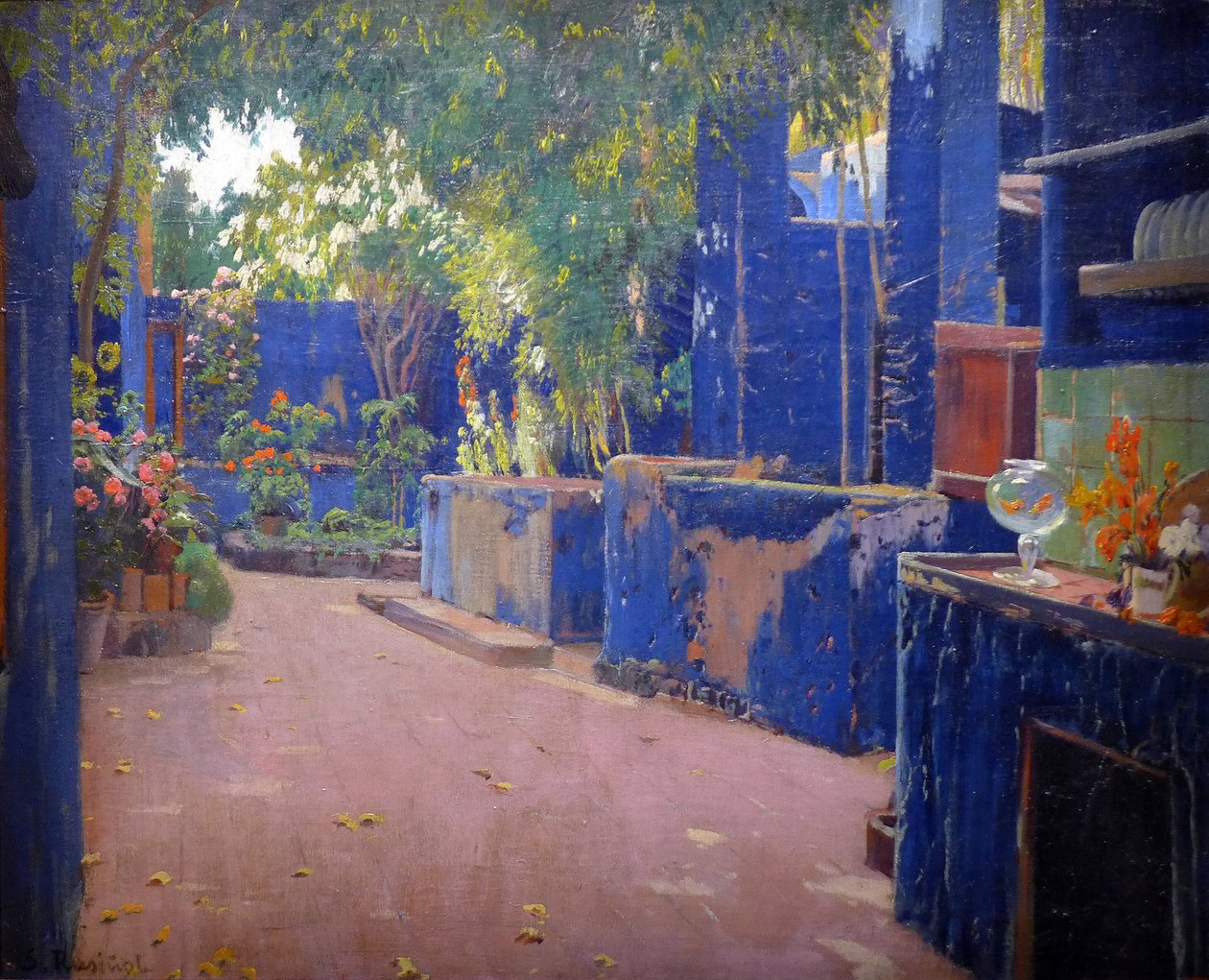 The Blue Patio - (El patio azul, Sitges) - Malba od Santiaga Rusinola y (i) Prats (1861-1931) 1913. Barcelona (Barcelona) Národní muzeum umění Cataluna - Gusman/Leemage od Santiago Rusinol i Prats