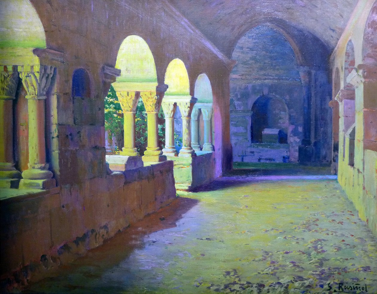 Románský klášter od Sant Benet de Bages - Obraz od Santiaga Rusinola y (i) Prats (1861-1931) 1907 Madrid, sbírka Banco Santander. od Santiago Rusinol i Prats