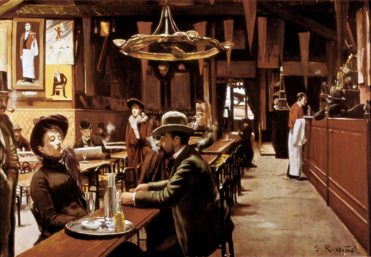interiér kavárny na Montmartru v Paříži od Santiago Rusinol i Prats