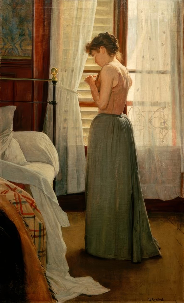 Interiér s manželkou od Santiago Rusiñol