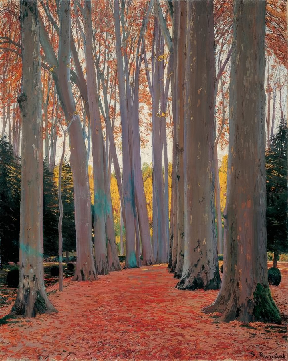 Platanenallee od Santiago Rusiñol