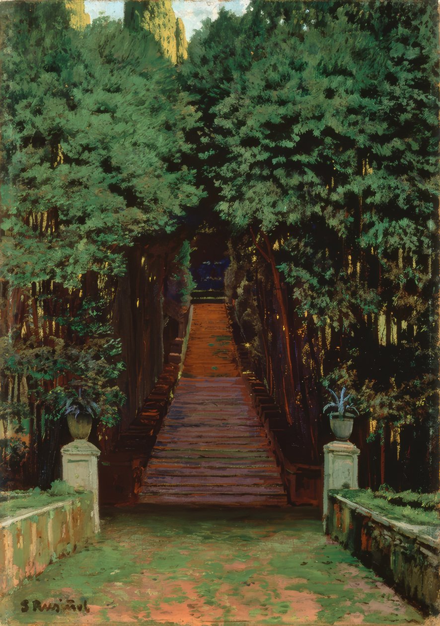 Schody v zahradě od Santiago Rusiñol