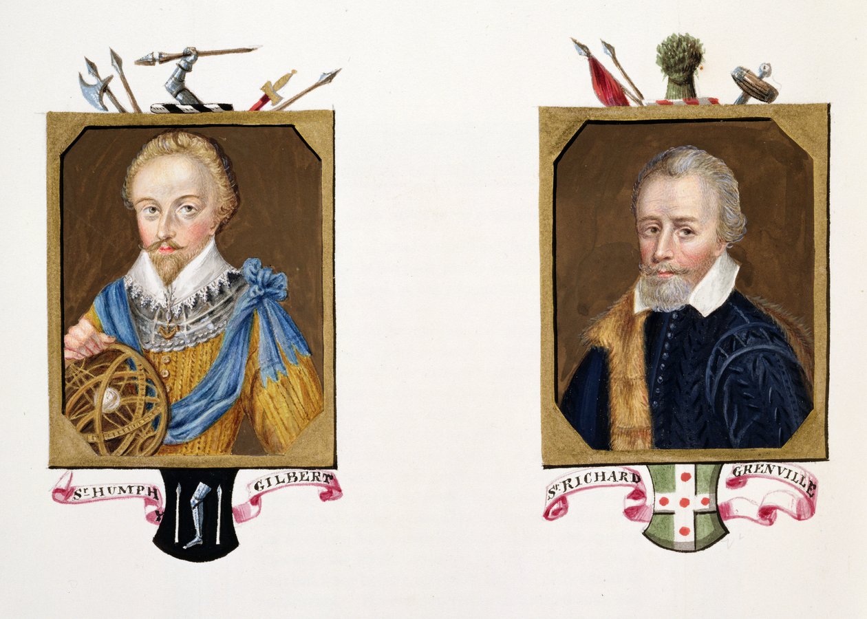 Dvojportrét sira Humphreyho Gilberta (asi 1539-83) a sira Richarda Grenvilla (asi 1541-91) z 