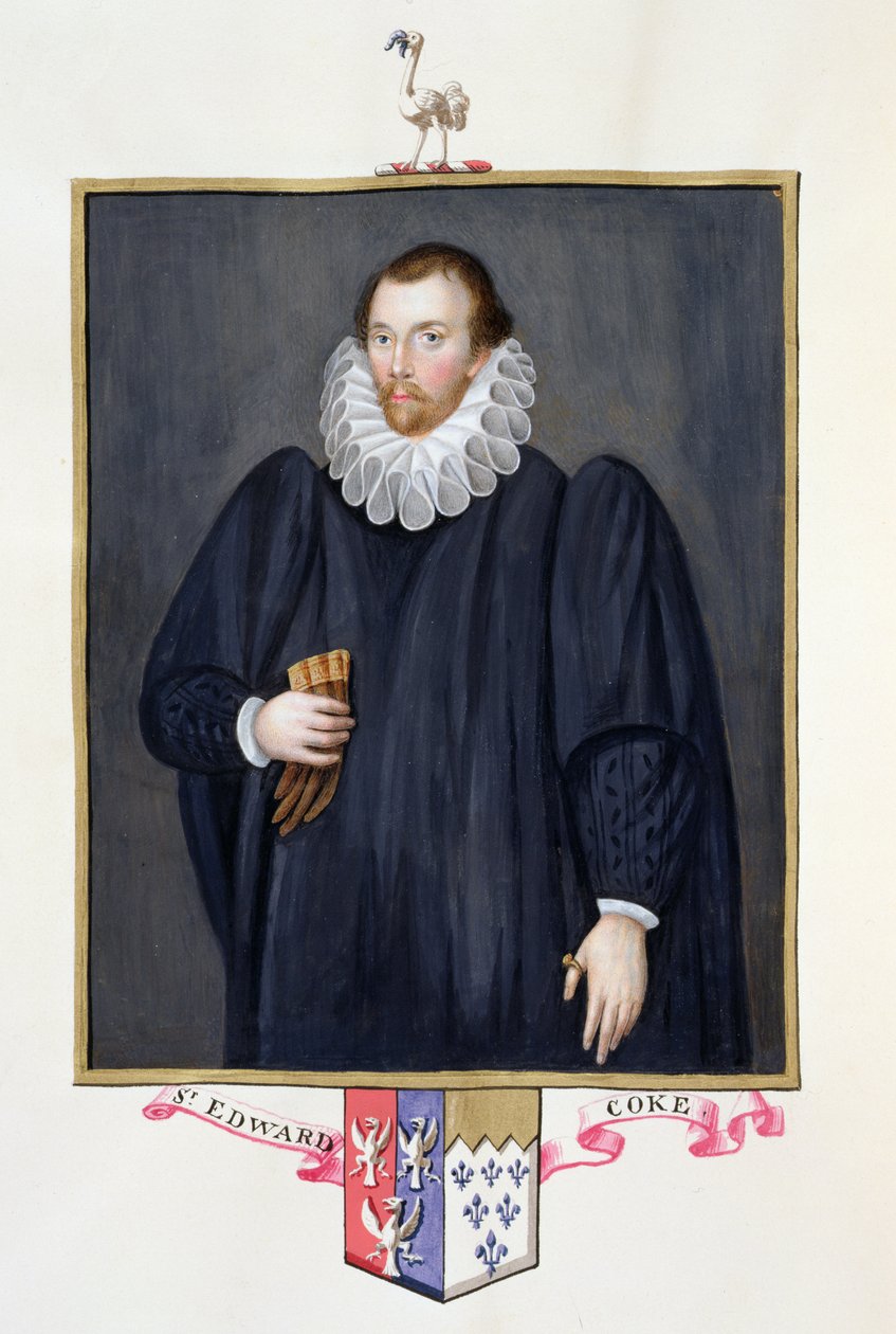 Portrét Edwarda Cooka (1552-1634) z knihy "Memoirs of the Court of Queen Elizabeth", vydané v roce 1825 (kvaš na papíře) od Sarah Countess of Essex