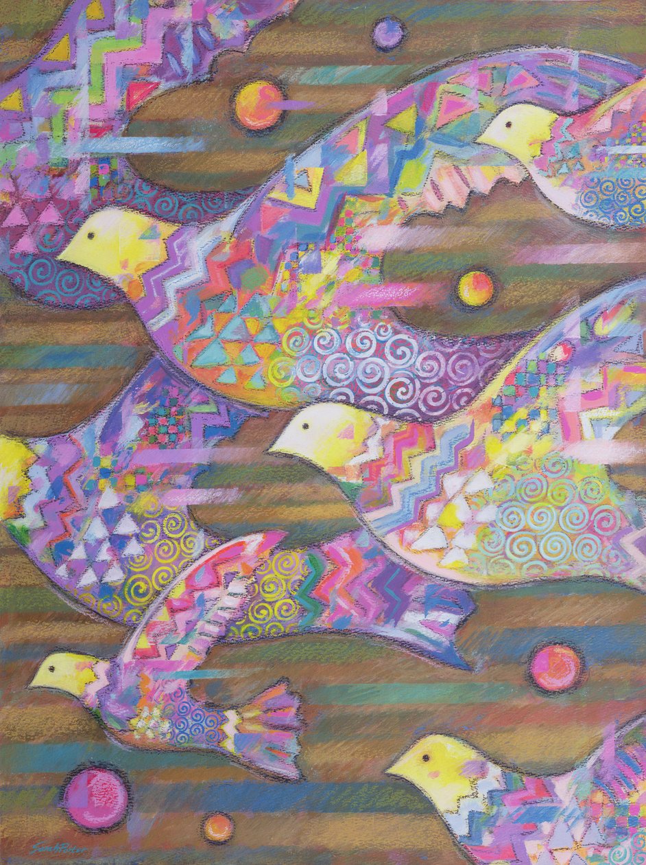 Jetstream, 1998 (akrylový a olejový pastel na papíře) od Sarah Porter