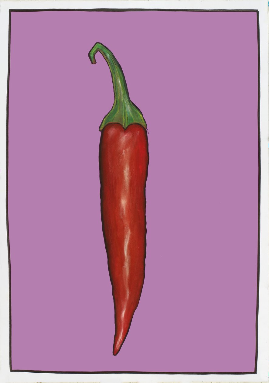 Chilli Purple, 2005 (olej a pastel na papíře) od Sarah Thompson Engels