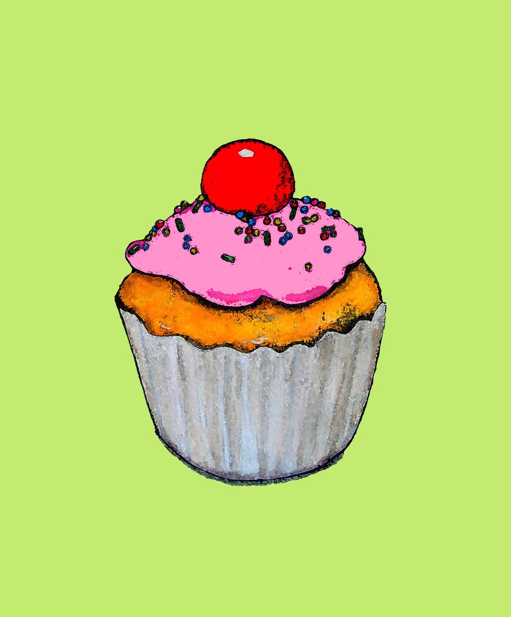 Cupcake, 2009 (olej a tuš na papíře) od Sarah Thompson-Engels