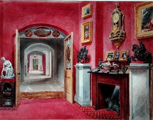 The Ante Room to the Hall, Rempstone Hall, Nottinghamshire (akvarel na papíře) od Sarah Caroline Sitwell