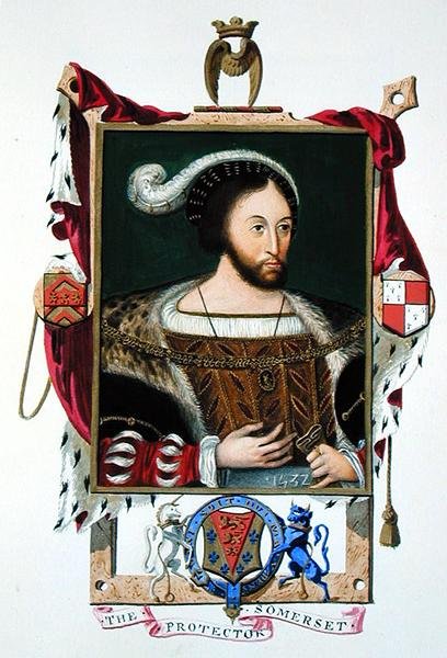 Portrét Edwarda Seymoura (asi 1506-52), lorda protektora Eduarda VI. a vévody ze Somersetu, z knihy "Memoirs of the Court of Queen Elizabeth", vydané v roce 1825 (akvarel a kvaš na papíře) od Sarah Countess of Essex
