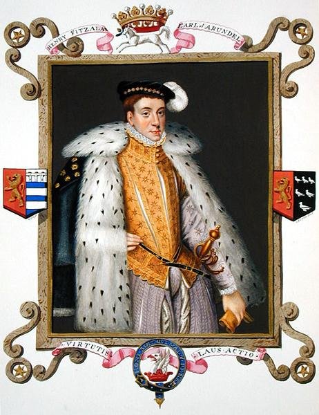 Portrét Henryho Fitzalana (asi 1511-80) 12. hraběte z Arundelu z „Memoárů dvora královny Alžběty“, vydaného v roce 1825 (akvarel a kvaš na papíře) od Sarah Countess of Essex