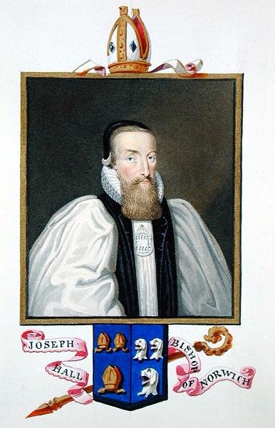 Portrét Josepha Halla (1574-1656) biskupa z Norwiche z „Memoárů dvora královny Alžběty“, vydaného v roce 1825 (akvarel a kvaš na papíře) od Sarah Countess of Essex