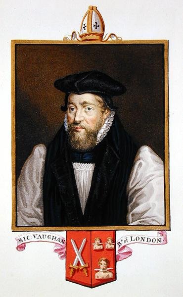 Portrét Richarda Vaughana (asi 1550-1607) londýnského biskupa z „Paměti dvora královny Alžběty“, vydané v roce 1825 (akvarel a kvaš na papíře) od Sarah Countess of Essex