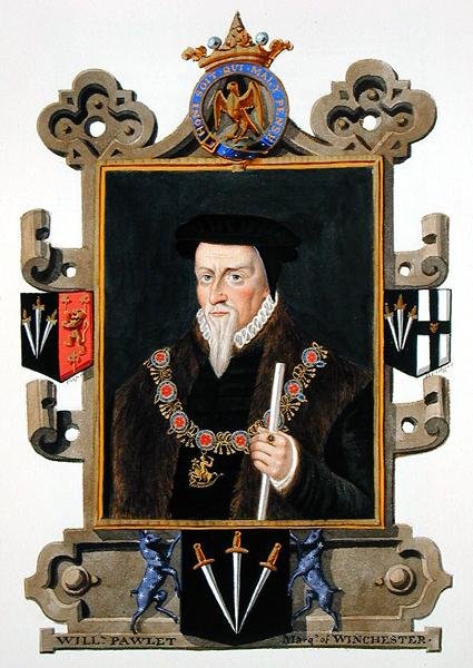 Portrét sira Williama Pauleta (asi 1485-1572) markýze z Winchesteru z „Memoárů dvora královny Alžběty“, vydaného v roce 1825 (akvarel a kvaš na papíře) od Sarah Countess of Essex