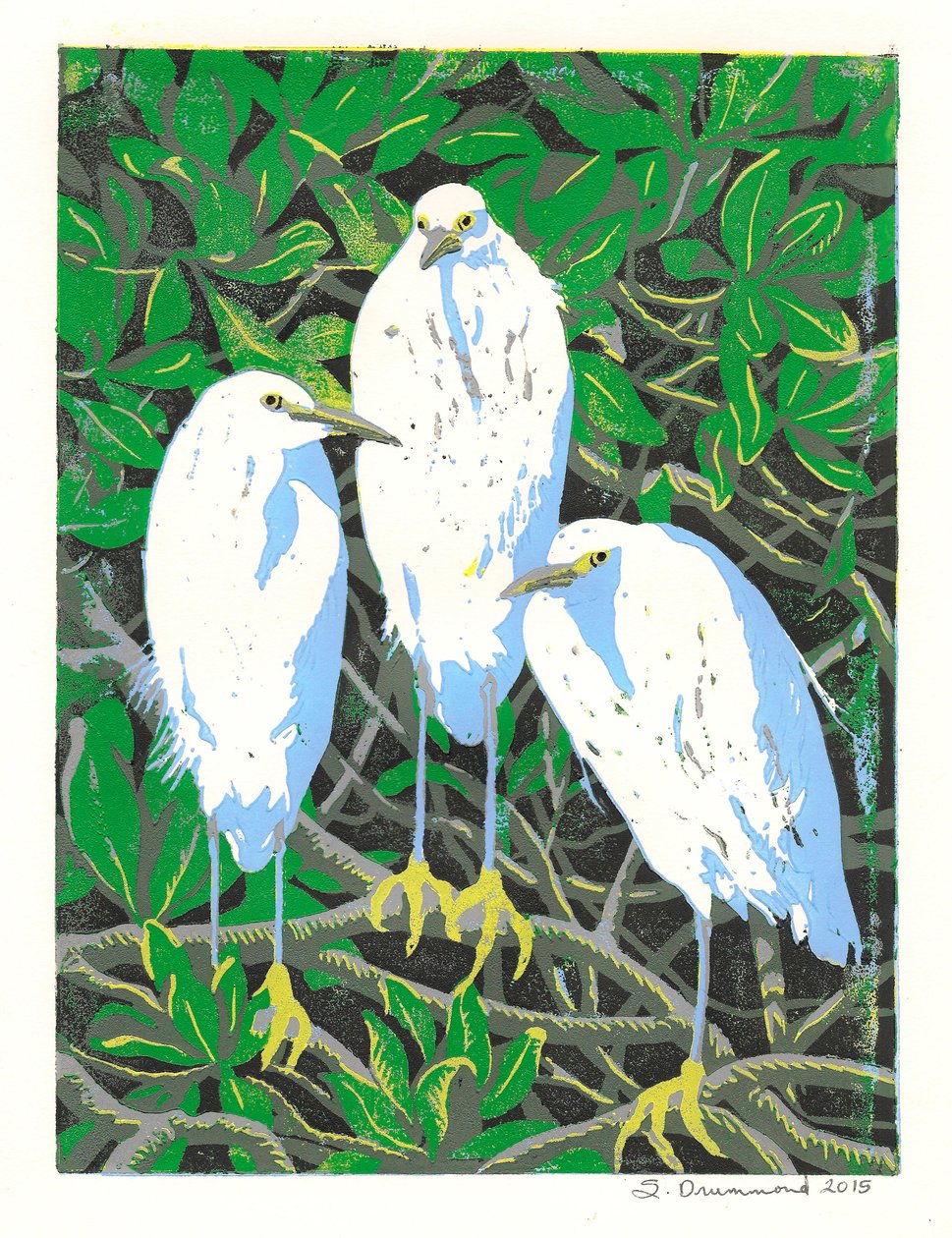Trio, 2015 (linoryt) od Sarah Drummond