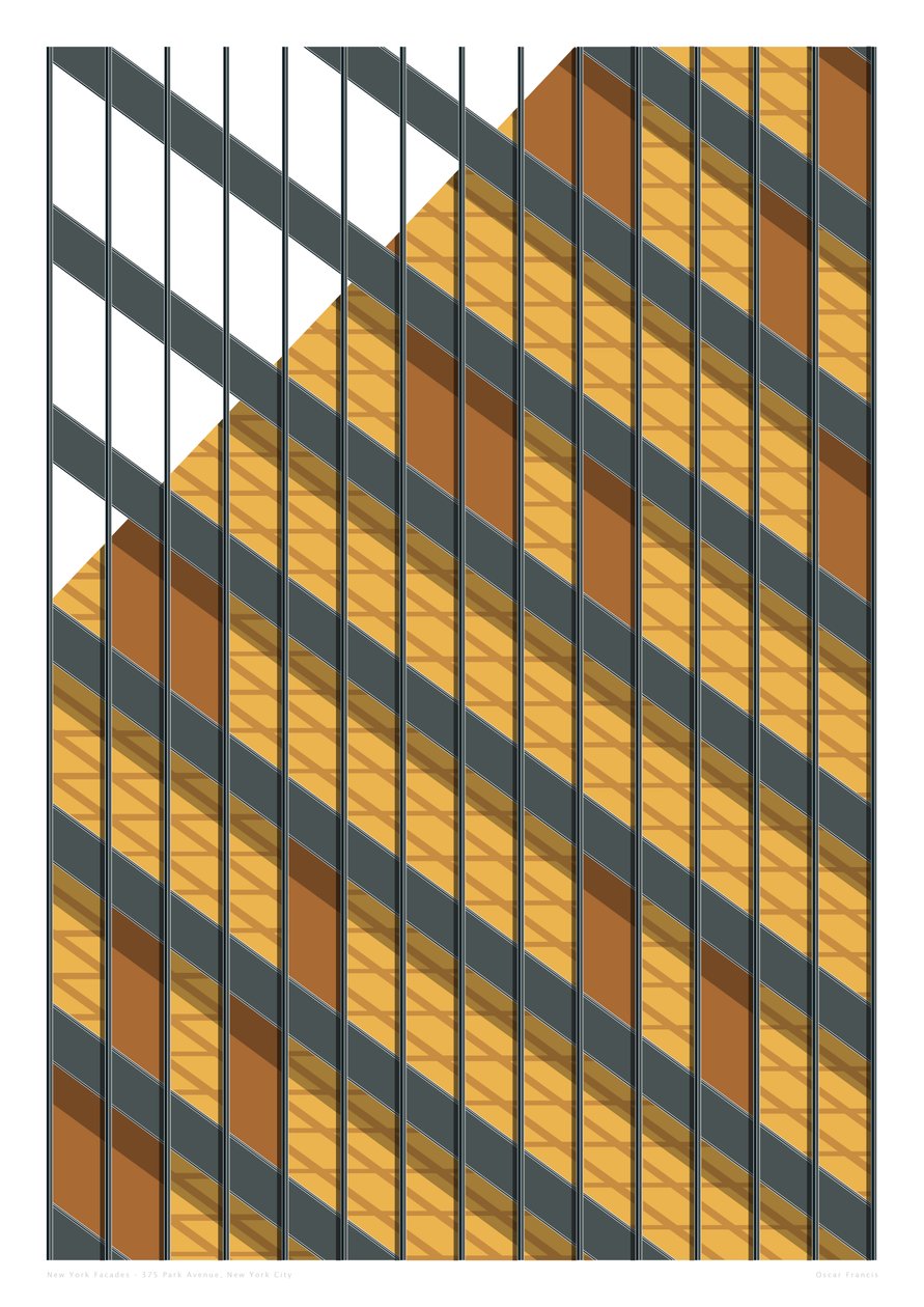 375 Park Avenue, NYC, 2015 (grafický tisk s girlandami) od Sarah Evans
