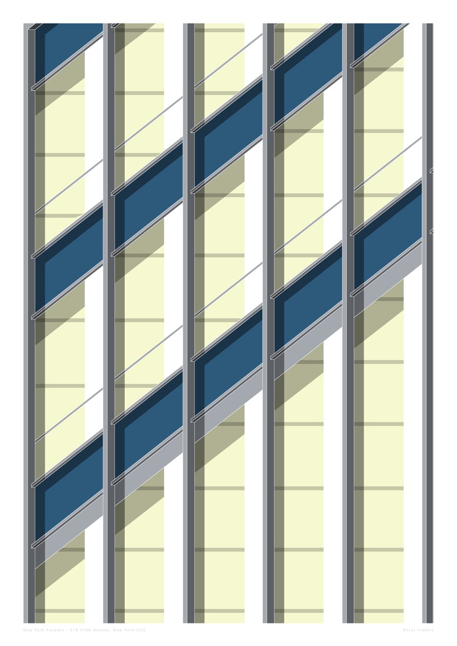 510 Fifth Avenue, NYC, 2015 (grafický tisk s girlandami) od Sarah Evans