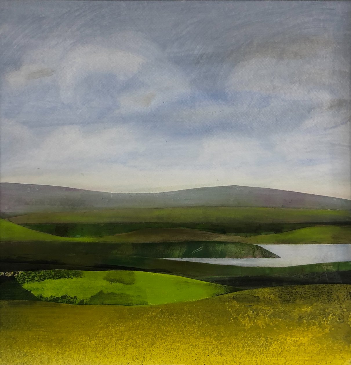 vodnatá krajina Somerset, 2023 (malba na papíře) od Sarah Thompson Engels