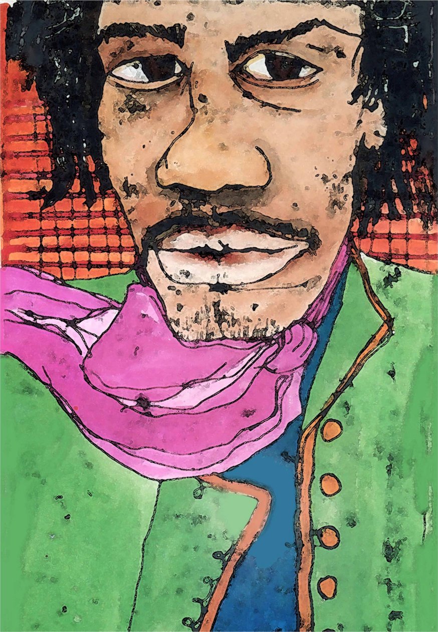 Hendrix (inkoust na papíře) 2020 od Sarah Thompson Engels