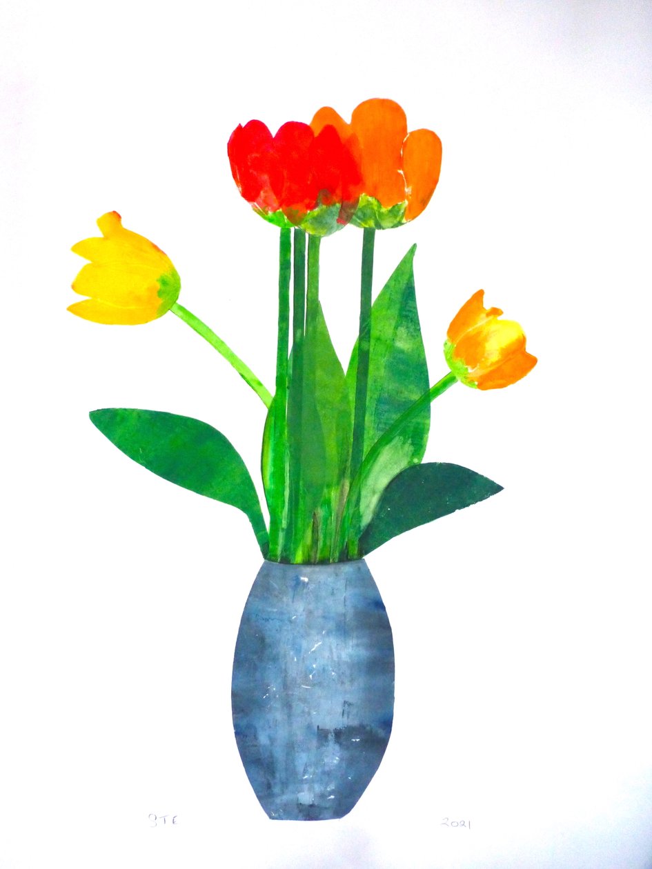 Tulips 2, 2021 (inkoust na papíře) od Sarah Thompson Engels
