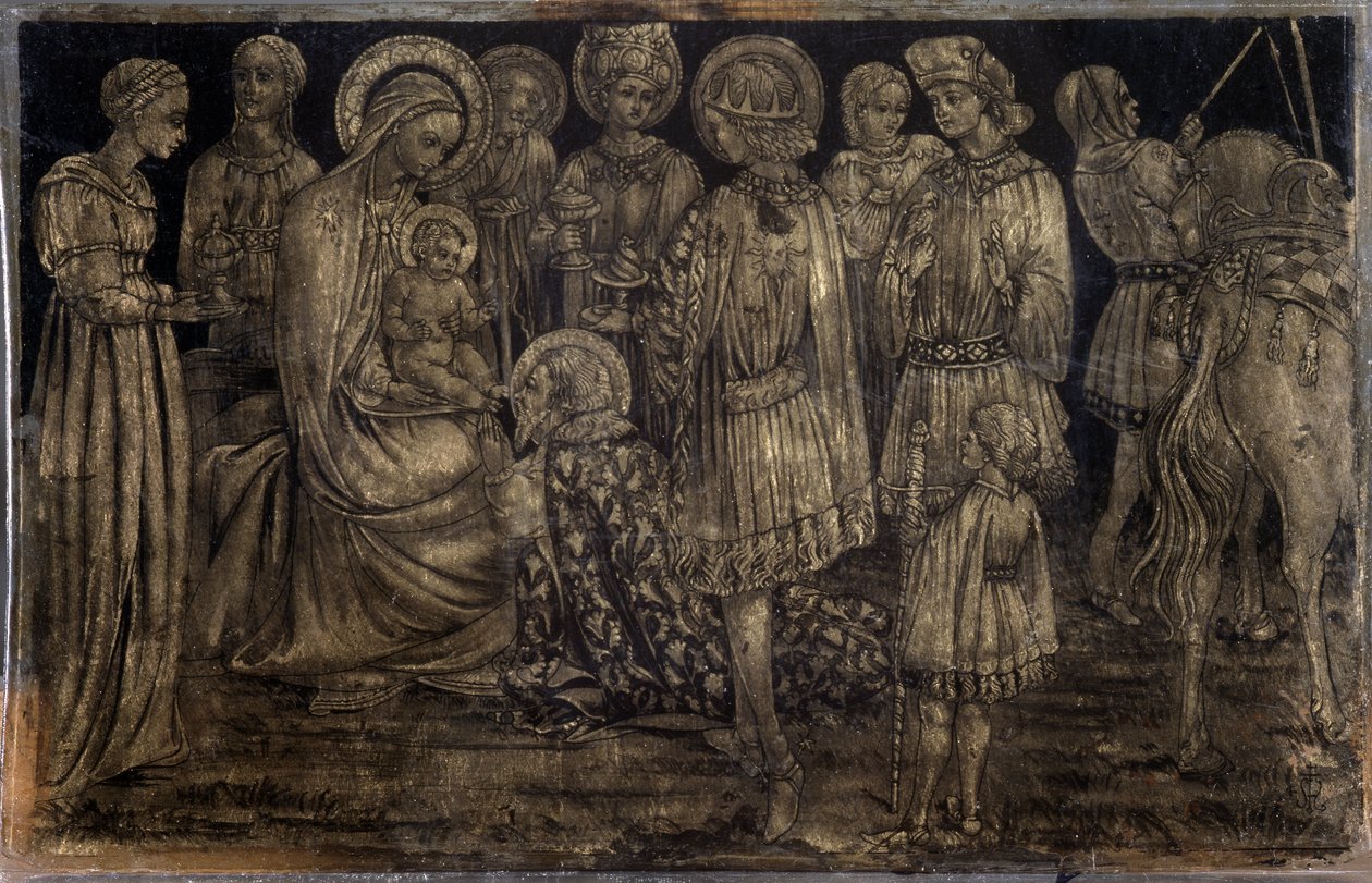 Obraz Klanění tří králů od Sassetty (1392-1450) Rozměr 29x46 cm Muzeum dekorativního umění a módy Marseille od Sassetta (c.1392 1450)
