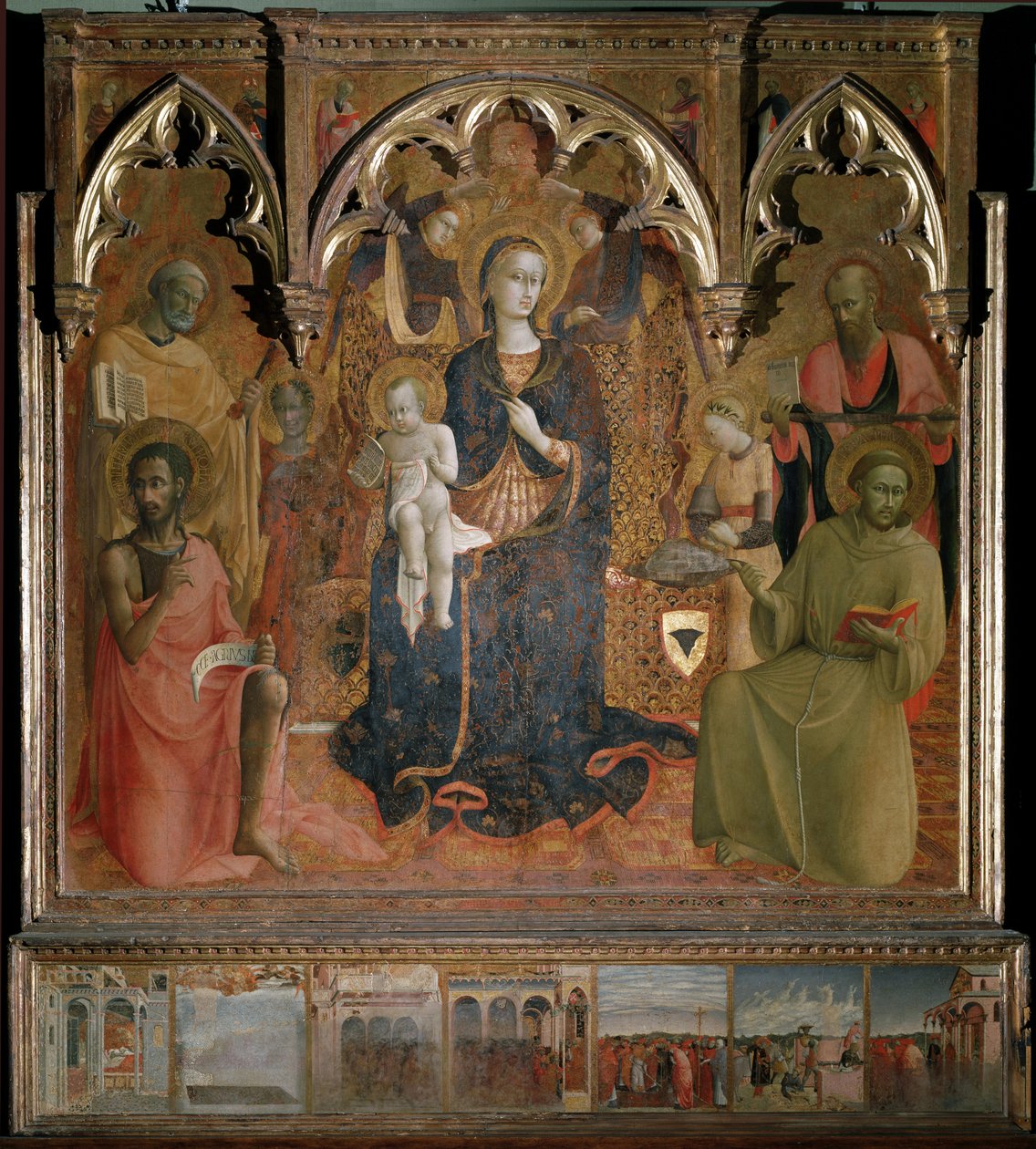 Polyptych Panny Marie Sněžné - Tempera na dřevě od Sassetta (c.1392 1450)