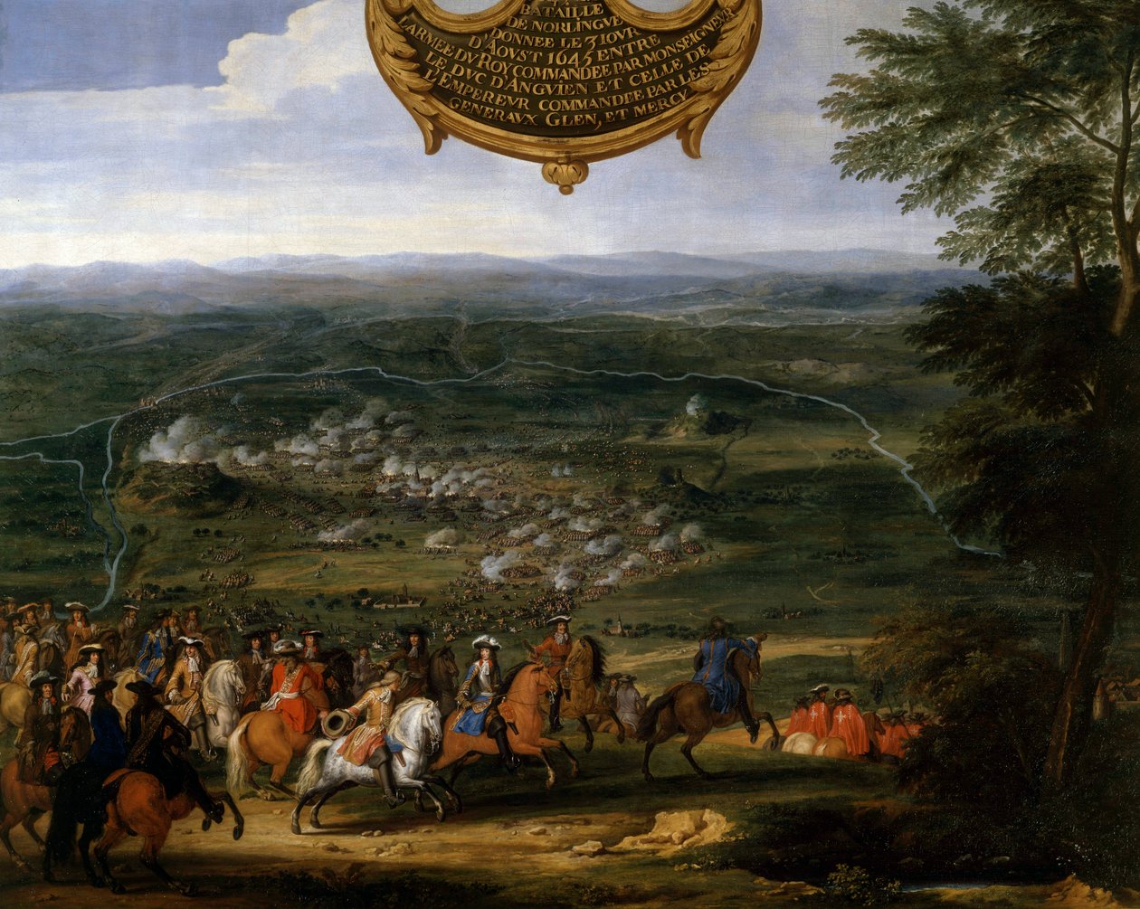 Třicetiletá válka (1618-1648): „Bitva u Nordlingenu v roce 1645“ Bitva u Alerheimu, nazývaná také druhá bitva u Nordlingenu (nebo Norlingue) dne 3. srpna 1645, se postavila Francii pod vedením Ludvíka II. prince Bourbonského (Bourbon-Conde) řekl Velký Cond od Sauveur Le Conte