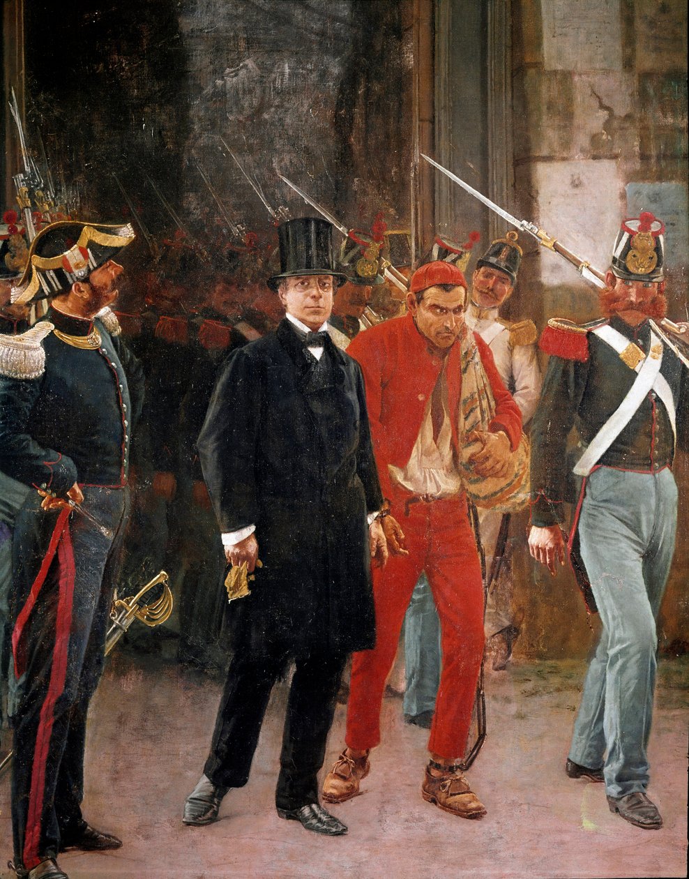 Risorgimento: "" zatčení italského vlastence a politika Carla Poerio (1803-1867) "Obraz od Francesca Saveria Altamura (1822-1897) Neapol, Národní muzeum San Martino od Saverio Altamura