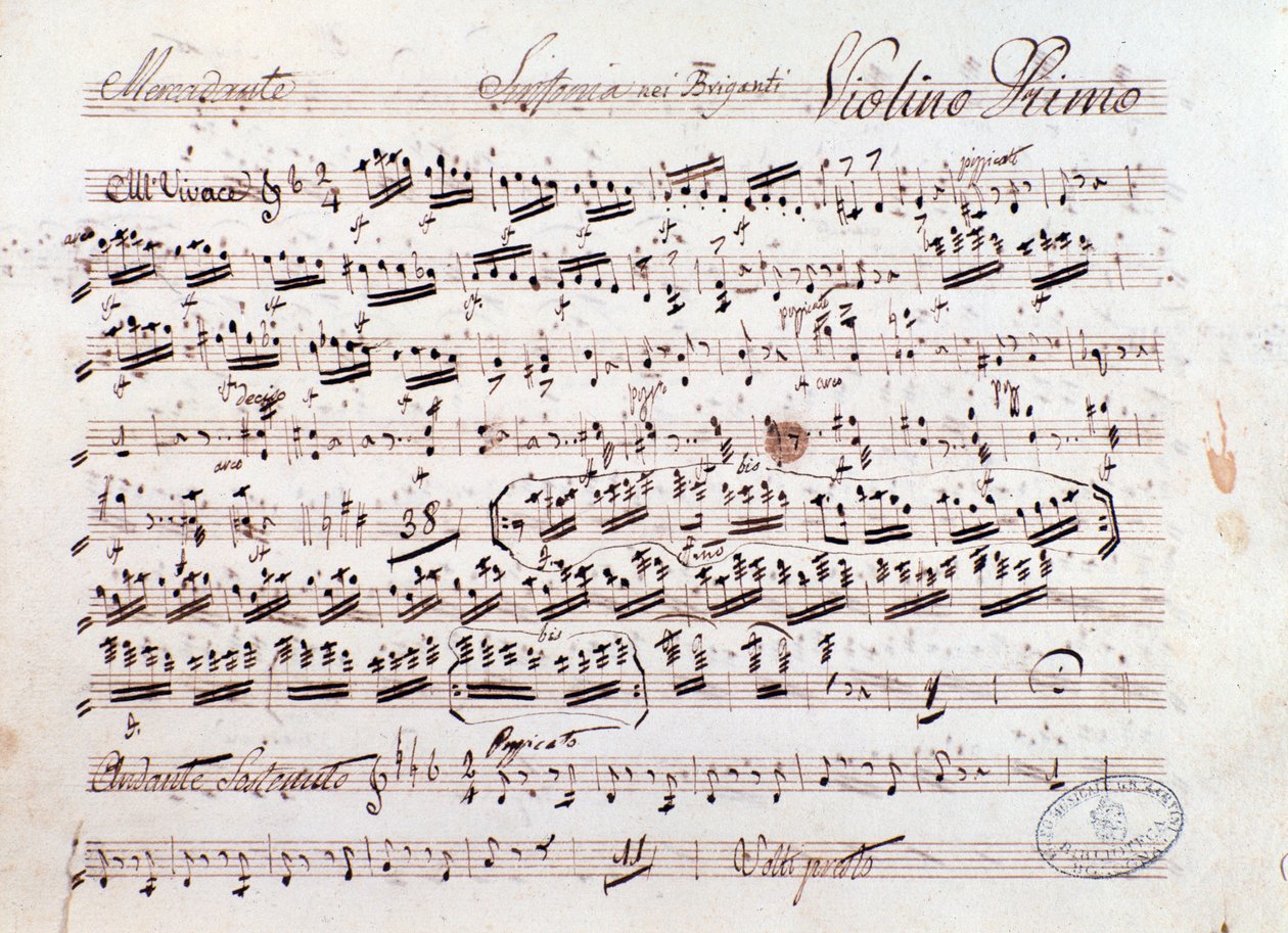 Hudební partitura opery The Brigands od Mercadante (1836) od Saverio Mercadante