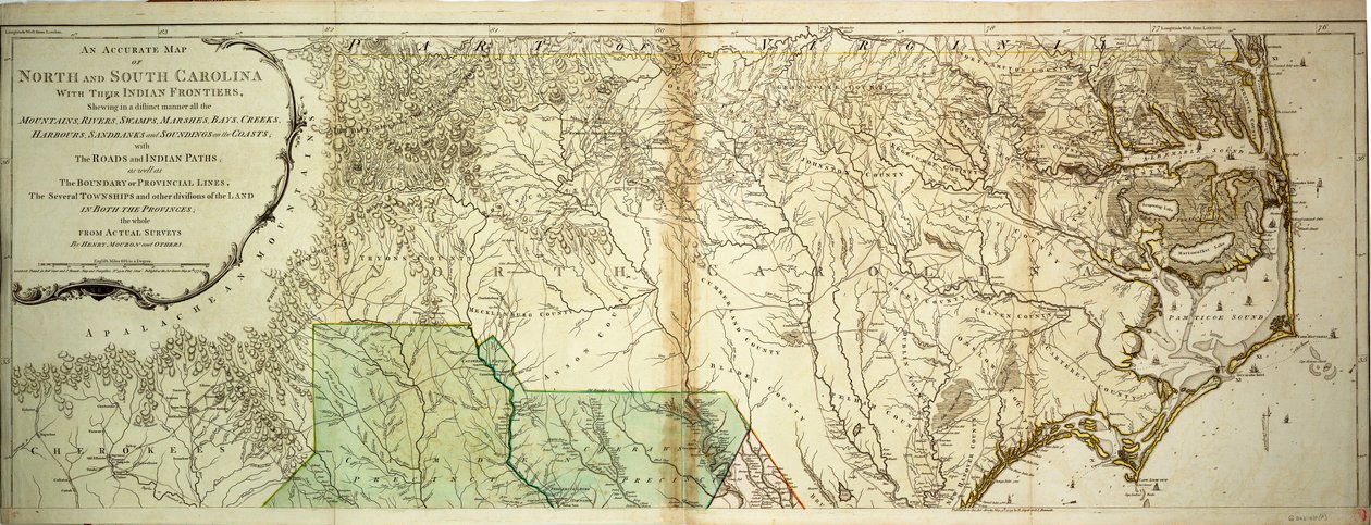 Mapa Severní a Jižní Karolíny od Sayer & Bennett