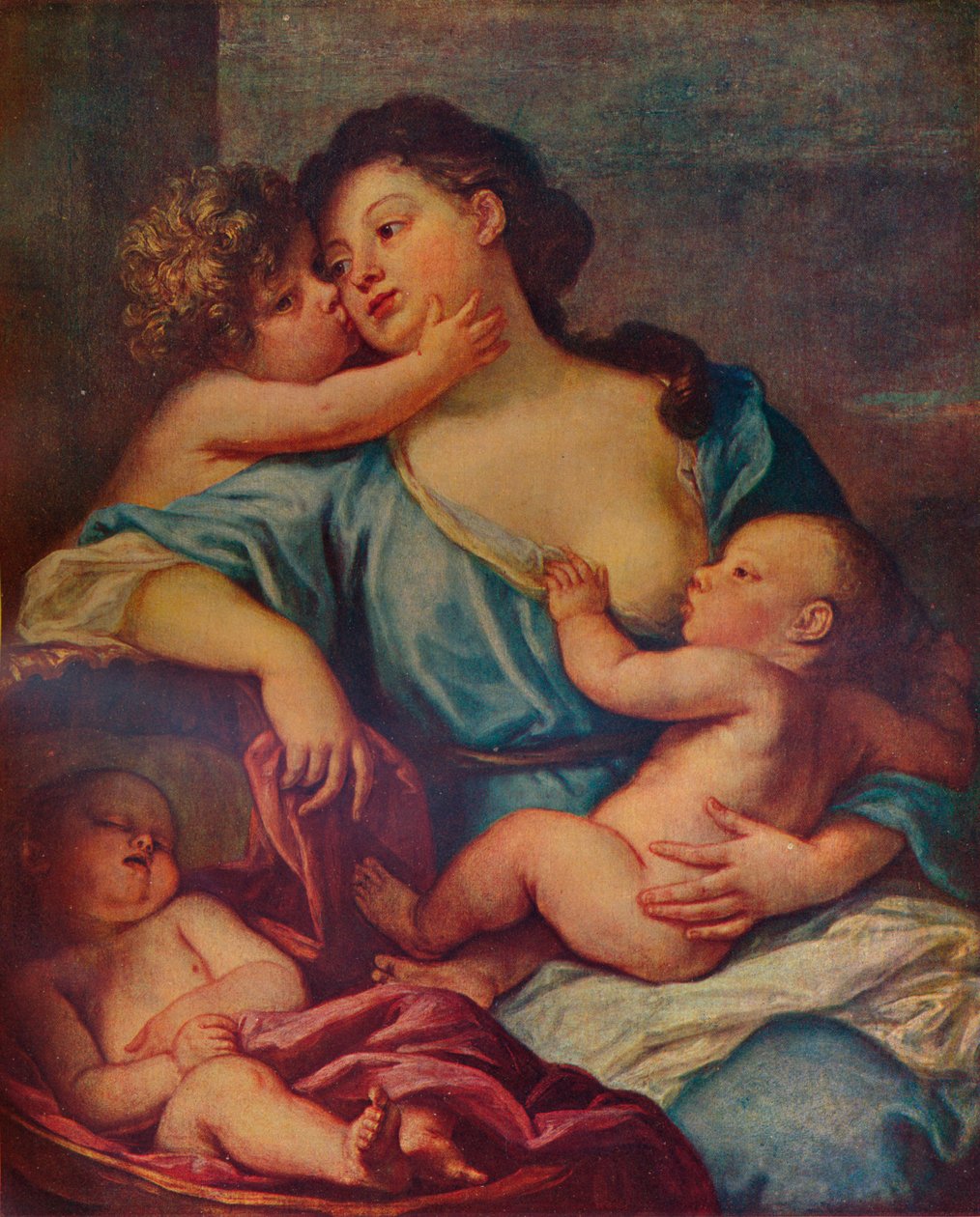 Portrét dámy a tří dětí, 17. století, 1907 od Sébastien Bourdon