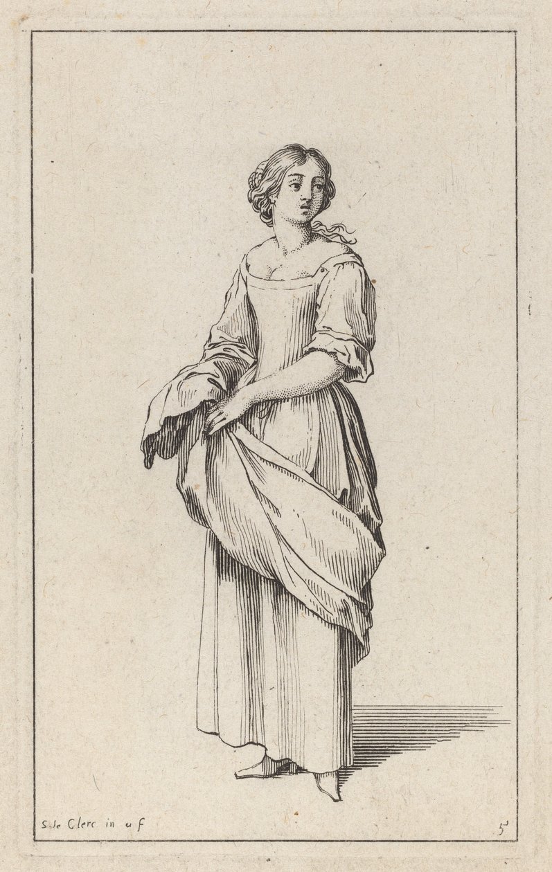 Stojící mladá rolnice od Sébastien Le Clerc the elder