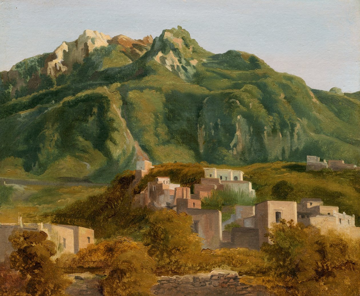 Vesnice na ostrově Ischia, kolem roku 1826 (olej na papíře na plátně) od Sébastien Louis Guillaume Norblin de la Gourdaine