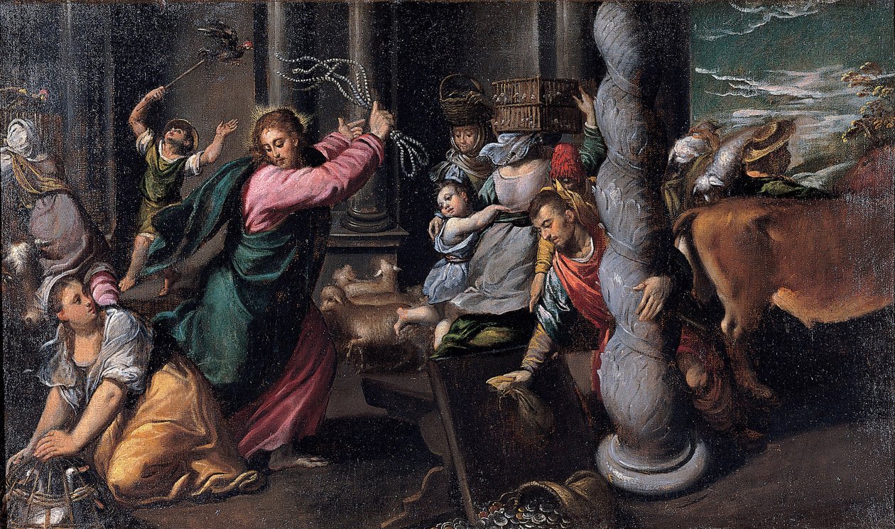 Kristus vyhání půjčovatele peněz z chrámu, 1580-1585 od Sigismondo Scarsellino