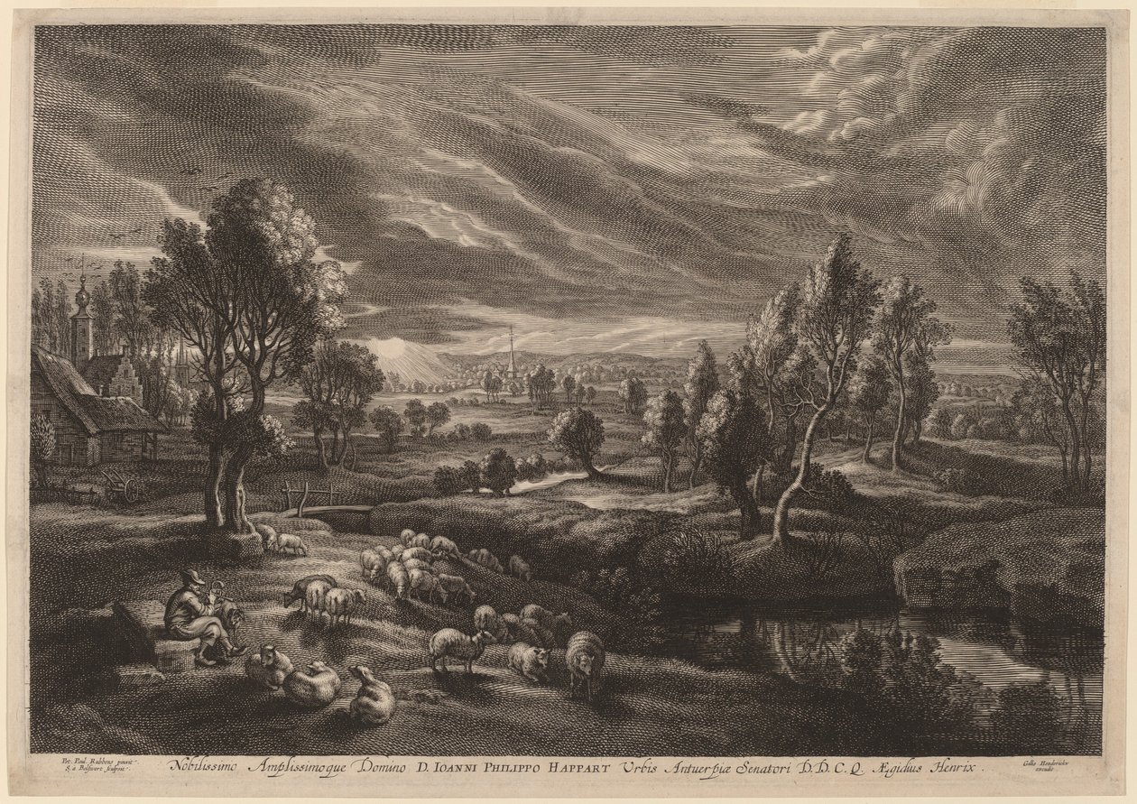 Krajina s vesnicí od Schelte Adams Bolswert after Sir Peter Paul Rubens