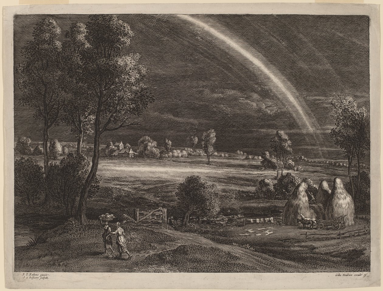 Krajina s velkou duhou od Schelte Adams Bolswert after Sir Peter Paul Rubens