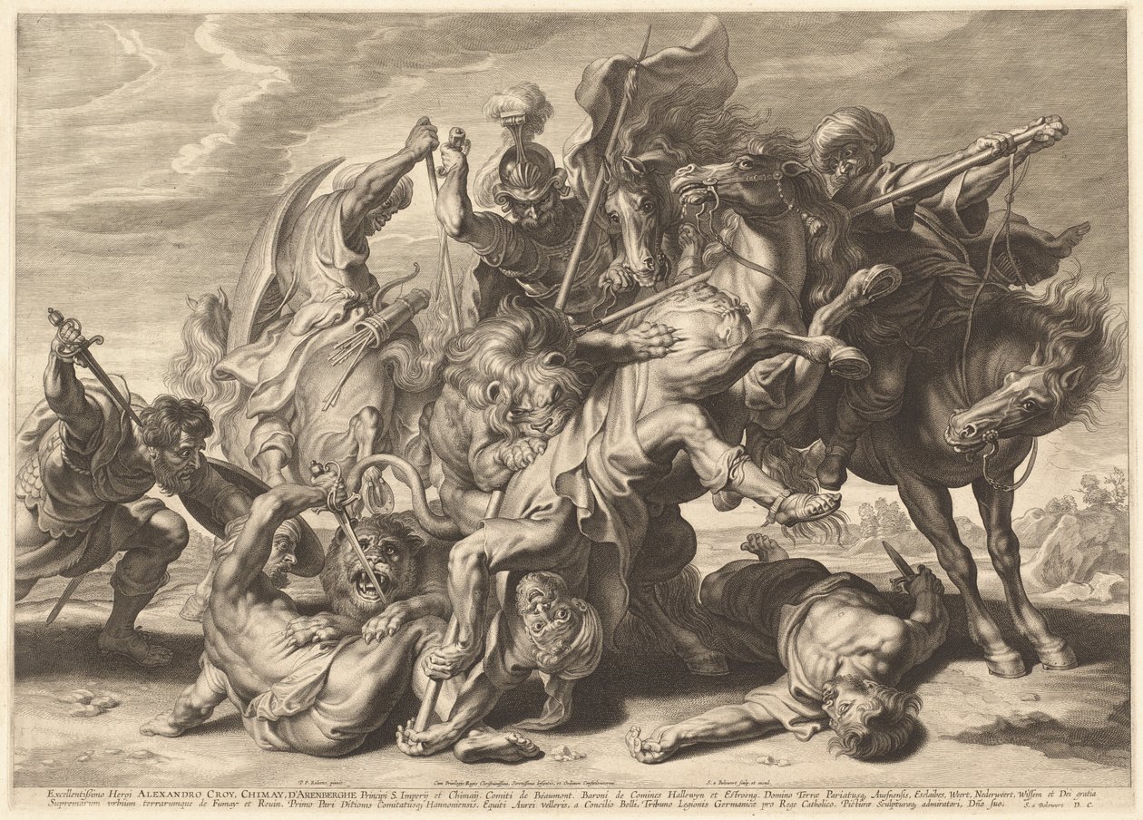 Lov na lva od Schelte Adams Bolswert after Sir Peter Paul Rubens