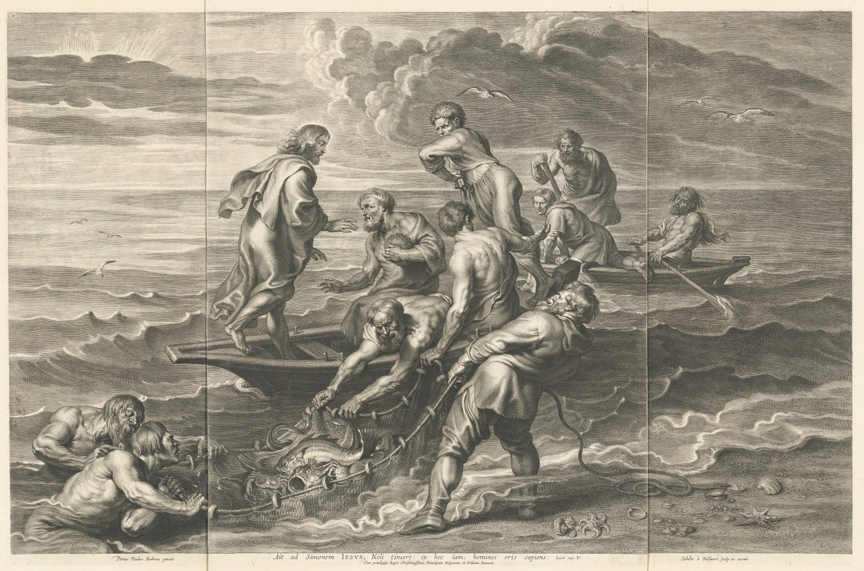 Zázračný návrh ryb od Schelte Adams Bolswert after Sir Peter Paul Rubens