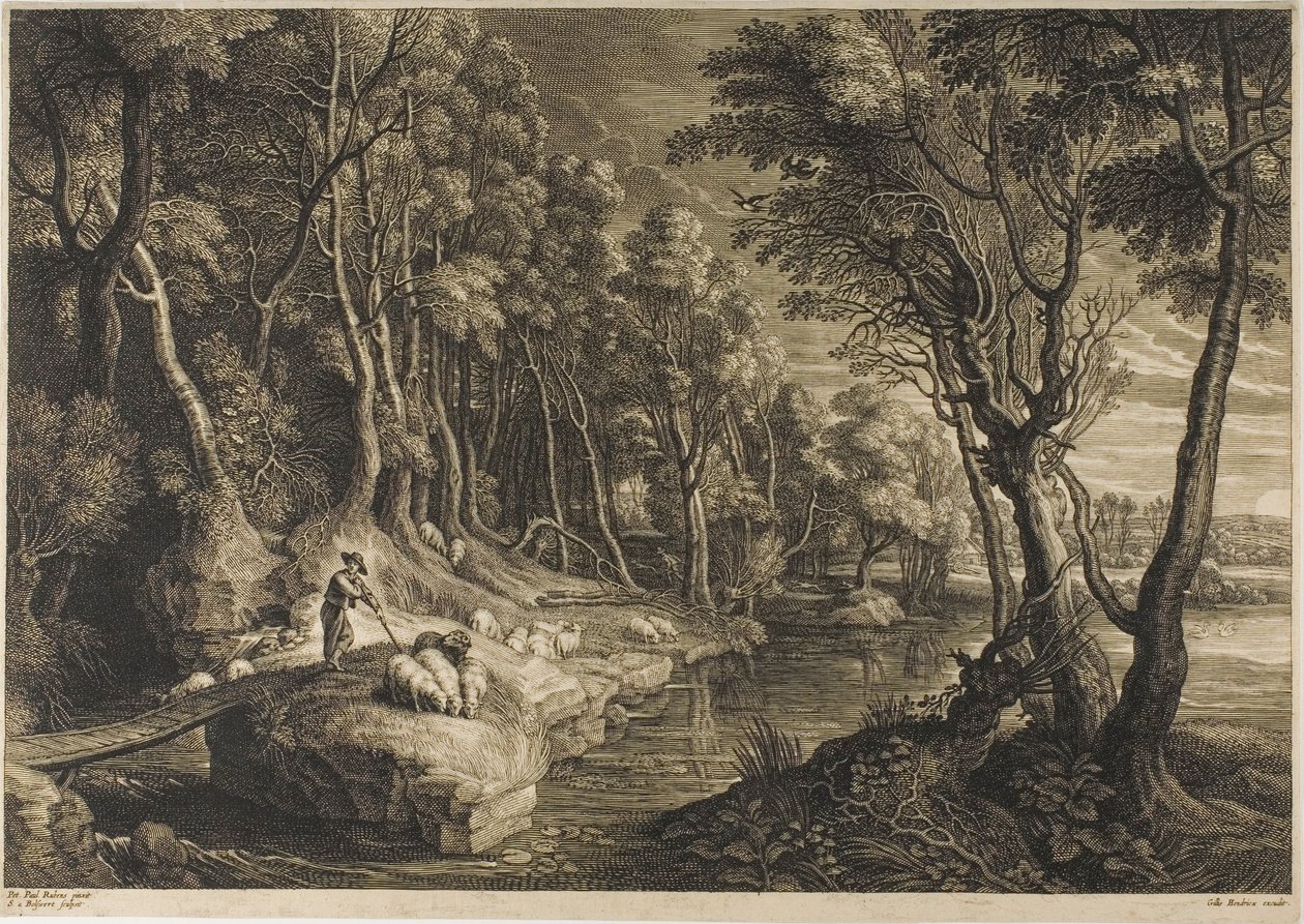 Les přes potok, z Malých krajin od Schelte Adamsz. Bolswert