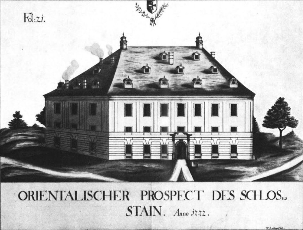 Hrad Stein z orientálního prospektu (1772) od Schnepfa od Schnepf