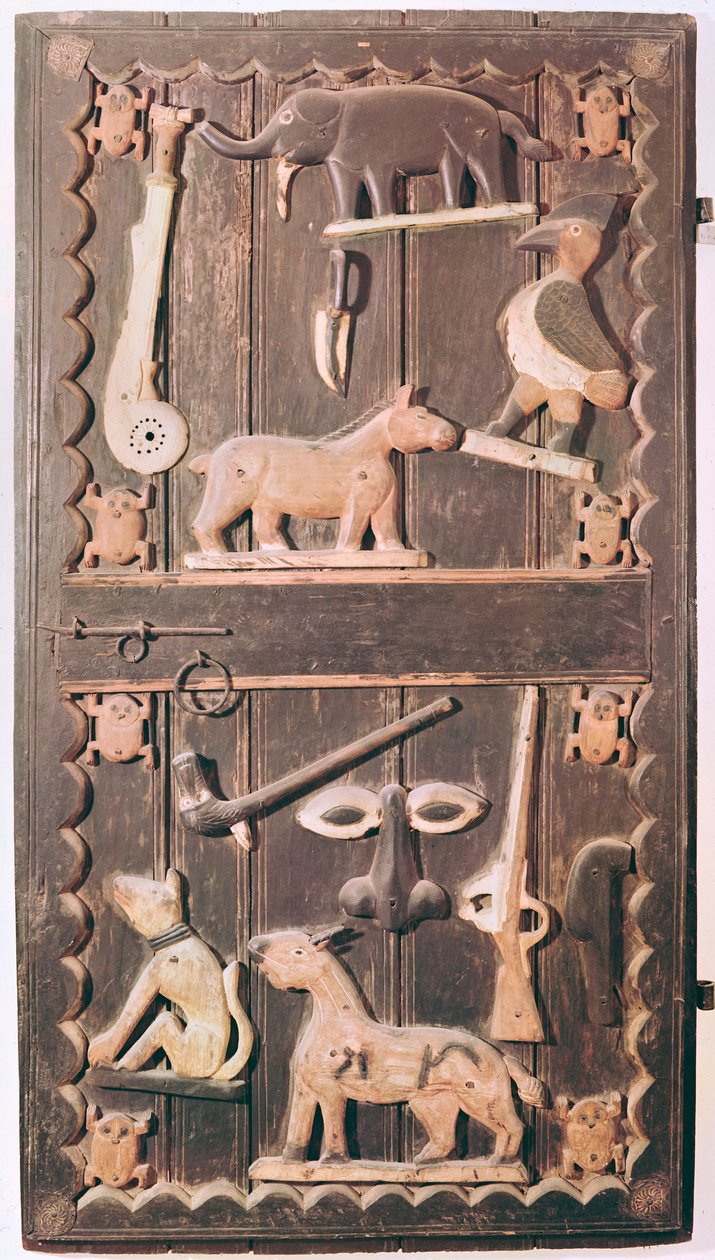 Dveře královského paláce Abomey, Benin od School African