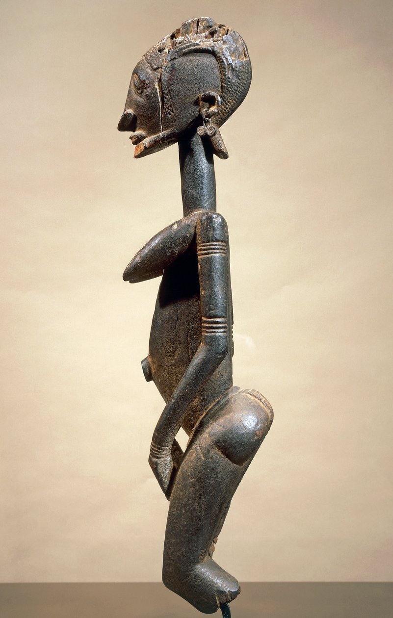 Dřevěná a kovová plastika, Mistr šikmých očí, výška 59 cm, Dogonské kmenové umění Mali od School African