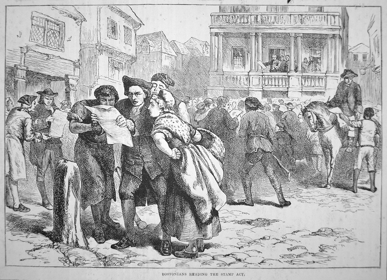 Bostonians čtou Stamp Act od School American