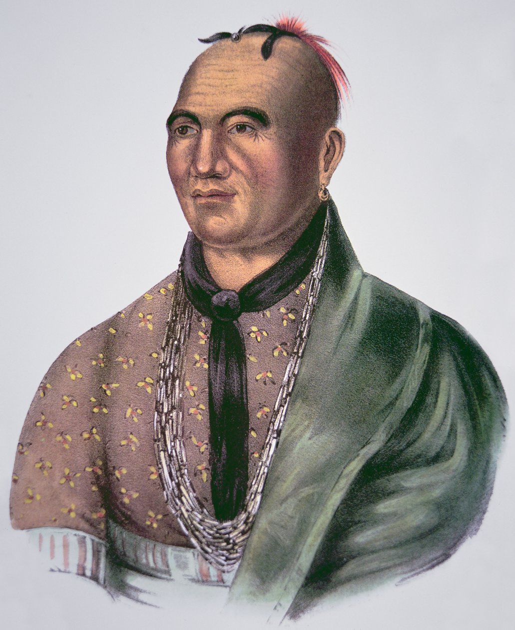 Joseph Brant (1742-1807) náčelník Mohawků (barevné lito) od School American