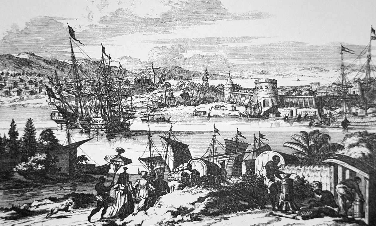 Pohled na St. Augustine, Florida v 17. století (litho) od School American